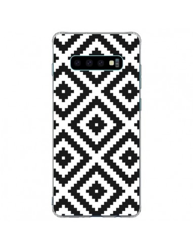 Coque Samsung S10 Plus Diamond Chevron Black and White - Pura Vida