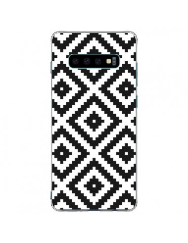 Coque Samsung S10 Plus Diamond Chevron Black and White - Pura Vida