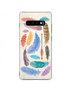 Coque Samsung S10 Plus Feather Plumes Multicolores -...