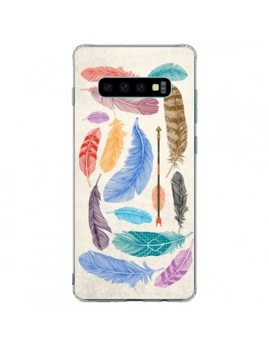 Coque Samsung S10 Plus Feather Plumes Multicolores - Rachel Caldwell