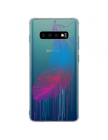 Coque Samsung S10 Plus Plume Feather Arc en Ciel Transparente - Rachel Caldwell