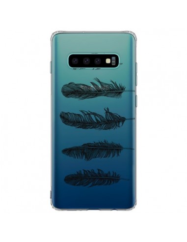 Coque Samsung S10 Plus Plume Feather Noir Transparente - Rachel Caldwell