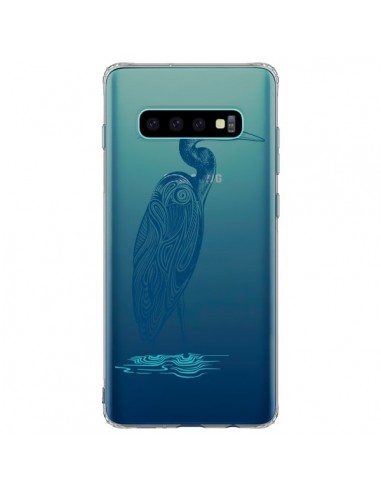 Coque Samsung S10 Plus Heron Blue Oiseau Transparente - Rachel Caldwell