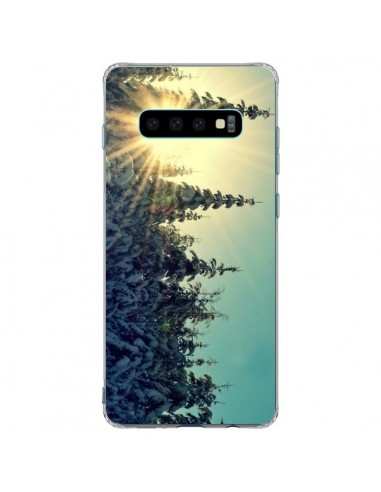 Coque Samsung S10 Plus Hiver Paysage Neige Montagnes Sapins Ski - R Delean