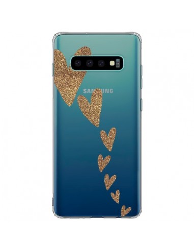 Coque Samsung S10 Plus Coeur Falling Gold Hearts Transparente - Sylvia Cook