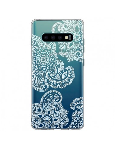 Coque Samsung S10 Plus Lacey Paisley Mandala Blanc Fleur Transparente - Sylvia Cook