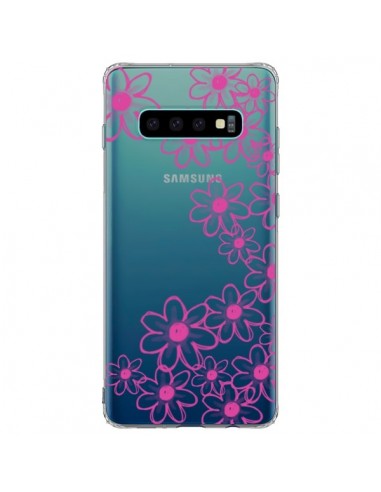 Coque Samsung S10 Plus Pink Flowers Fleurs Roses Transparente - Sylvia Cook