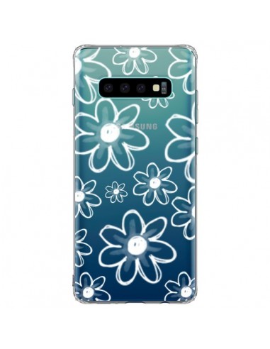 Coque Samsung S10 Plus Mandala Blanc White Flower Transparente - Sylvia Cook