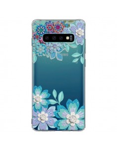 Coque Samsung S10 Plus Winter Flower Bleu, Fleurs d'Hiver...