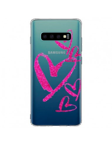 Coque Samsung S10 Plus Pink Heart Coeur Rose Transparente - Sylvia Cook