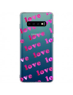 Coque Samsung S10 Plus Pink Love Rose Transparente -...