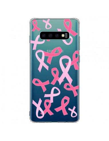 Coque Samsung S10 Plus Pink Ribbons Ruban Rose Transparente - Sylvia Cook