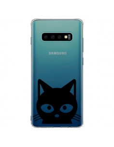 Coque Samsung S10 Plus Tête Chat Noir Cat Transparente -...