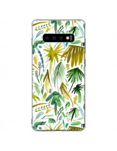 Coque Samsung S10 Plus Brushstrokes Tropical Palms Green...