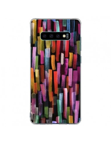 Coque Samsung S10 Plus Colorful Brushstrokes Black - Ninola Design