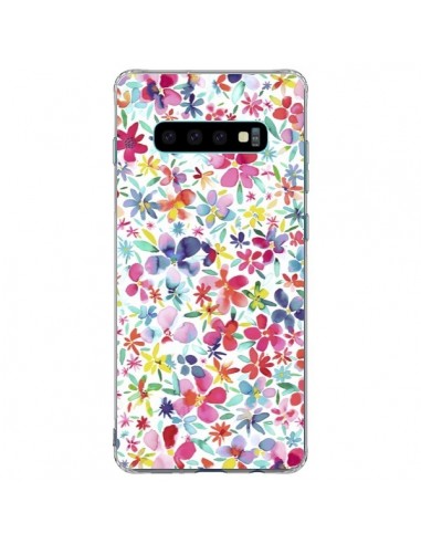Coque Samsung S10 Plus Colorful Flowers Petals Blue - Ninola Design