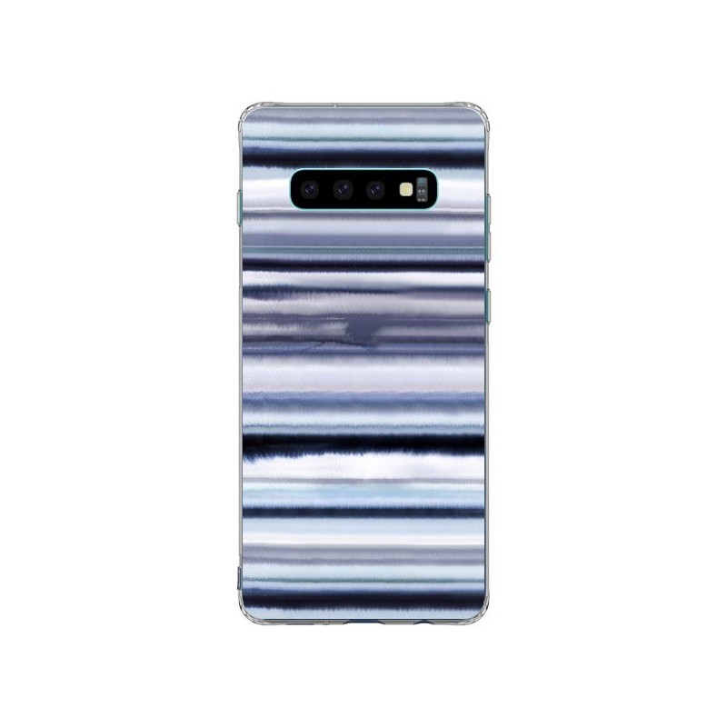 Coque Samsung S10 Plus Degrade Stripes Watercolor Navy - Ninola Design
