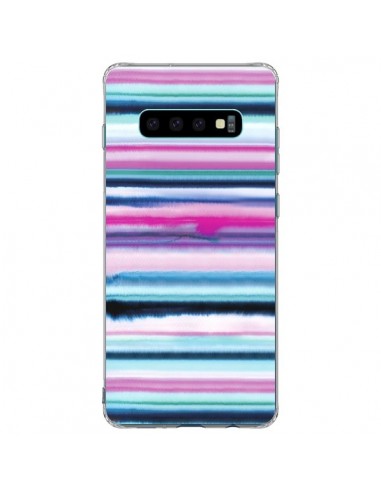 Coque Samsung S10 Plus Degrade Stripes Watercolor Pink - Ninola Design