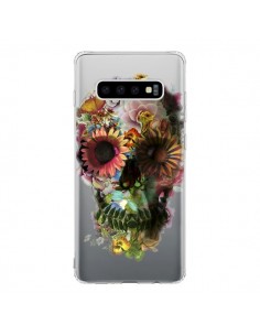 Coque Samsung S10 Skull Flower Tête de Mort Transparente...