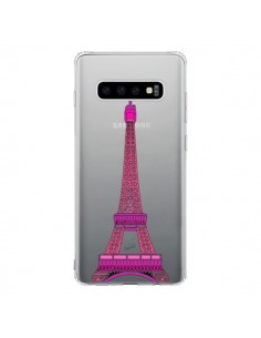 Coque Samsung S10 Tour Eiffel Rose Paris Transparente -...