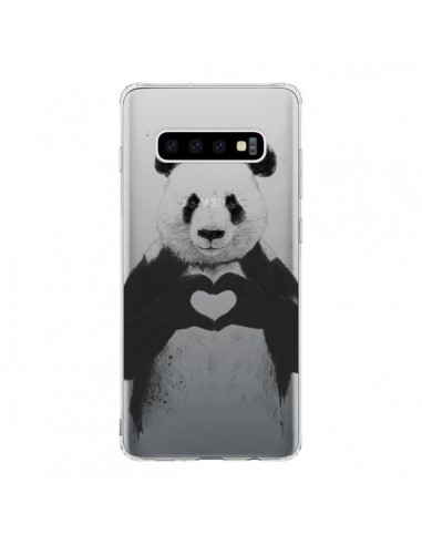 Coque Samsung S10 Panda All You Need Is Love Transparente - Balazs Solti