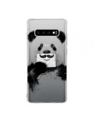 Coque Samsung S10 Funny Panda Moustache Transparente - Balazs Solti