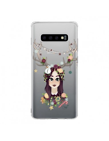 Coque Samsung S10 Christmas Girl Femme Noel Bois Cerf Transparente - Chapo