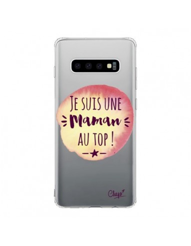 Coque Samsung S10 Je suis une Maman au Top Orange Transparente - Chapo