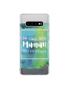 Coque Samsung S10 Je suis une Maman Merveilleuse Bleu...