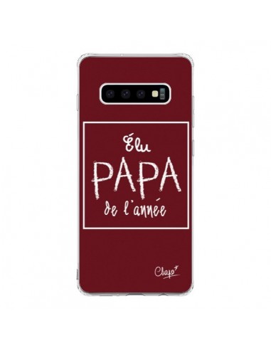 Coque Samsung S10 Elu Papa de l'Année Rouge Bordeaux - Chapo