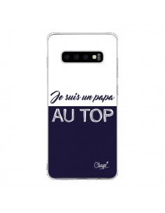 Coque Samsung S10 Je suis un Papa au Top Bleu Marine - Chapo