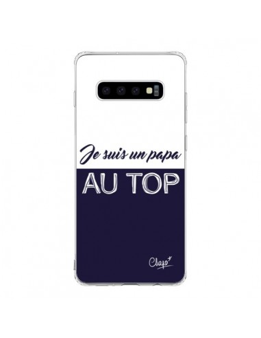 Coque Samsung S10 Je suis un Papa au Top Bleu Marine - Chapo