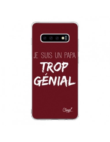 Coque Samsung S10 Je suis un Papa trop Génial Rouge Bordeaux - Chapo