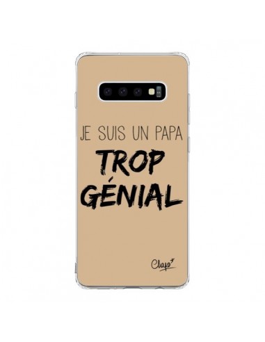 Coque Samsung S10 Je suis un Papa trop Génial Beige - Chapo
