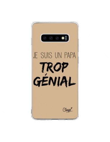 Coque Samsung S10 Je suis un Papa trop Génial Beige - Chapo