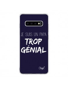 Coque Samsung S10 Je suis un Papa trop Génial Bleu Marine...