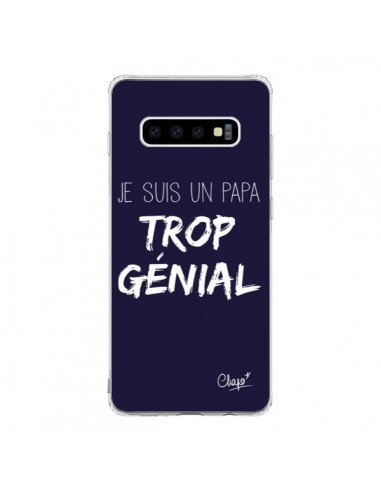 Coque Samsung S10 Je suis un Papa trop Génial Bleu Marine - Chapo