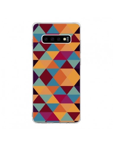 Coque Samsung S10 Azteque Triangle Orange - Eleaxart