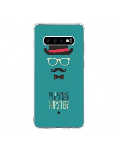 Coque Samsung S10 Chapeau, Lunettes, Moustache, Noeud Papillon To Be a Good Hipster - Eleaxart