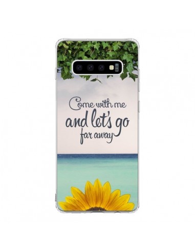 Coque Samsung S10 Let's Go Far Away Flower Fleur Tournesol - Eleaxart