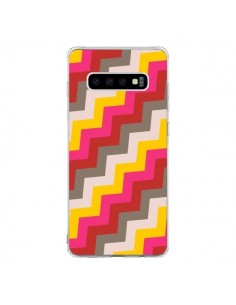 Coque Samsung S10 Lignes Triangle Azteque Rose Rouge -...