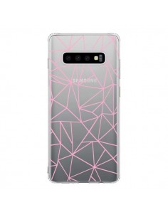 Coque Samsung S10 Lignes Triangle Rose Transparente -...