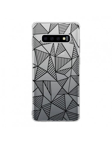 Coque Samsung S10 Lignes Grilles Triangles Grid Abstract Noir Transparente - Project M