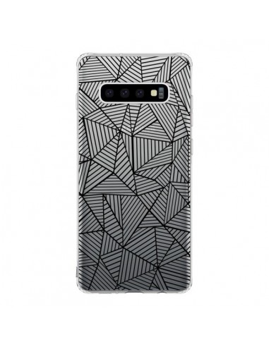 Coque Samsung S10 Lignes Grilles Triangles Full Grid Abstract Noir Transparente - Project M