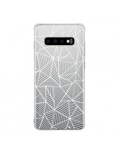 Coque Samsung S10 Lignes Grilles Triangles Full Grid Abstract Blanc Transparente - Project M