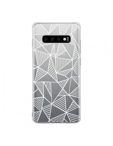 Coque Samsung S10 Lignes Grilles Triangles Grid Abstract Blanc Transparente - Project M