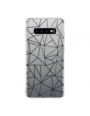 Coque Samsung S10 Lignes Triangles Grid Abstract Noir Transparente - Project M