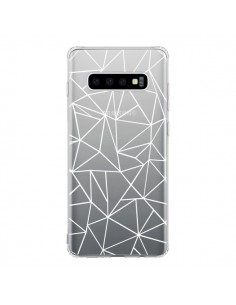 Coque Samsung S10 Lignes Triangles Grid Abstract Blanc...