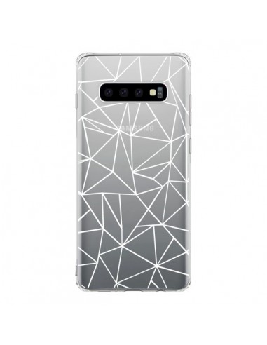 Coque Samsung S10 Lignes Triangles Grid Abstract Blanc Transparente - Project M