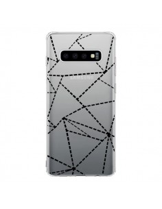 Coque Samsung S10 Lignes Points Abstract Noir...